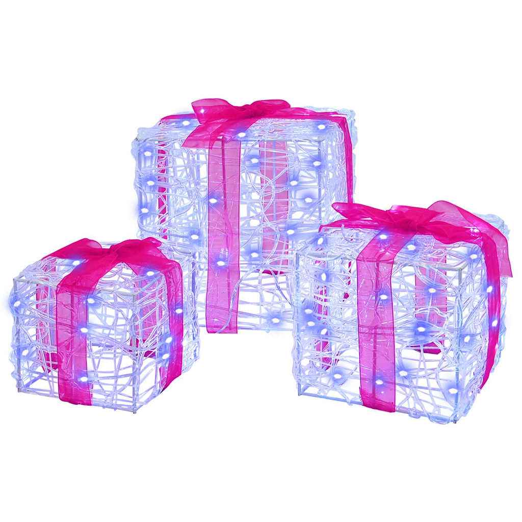 vidaXL Cadeau Doos met 60 LED 3 pcs Warmwit 20 x 20 x 20 cm Acryl