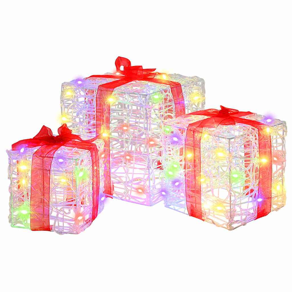 vidaXL Cadeau Doos met 60 LED 3 pcs Warmwit 20 x 20 x 20 cm Acryl