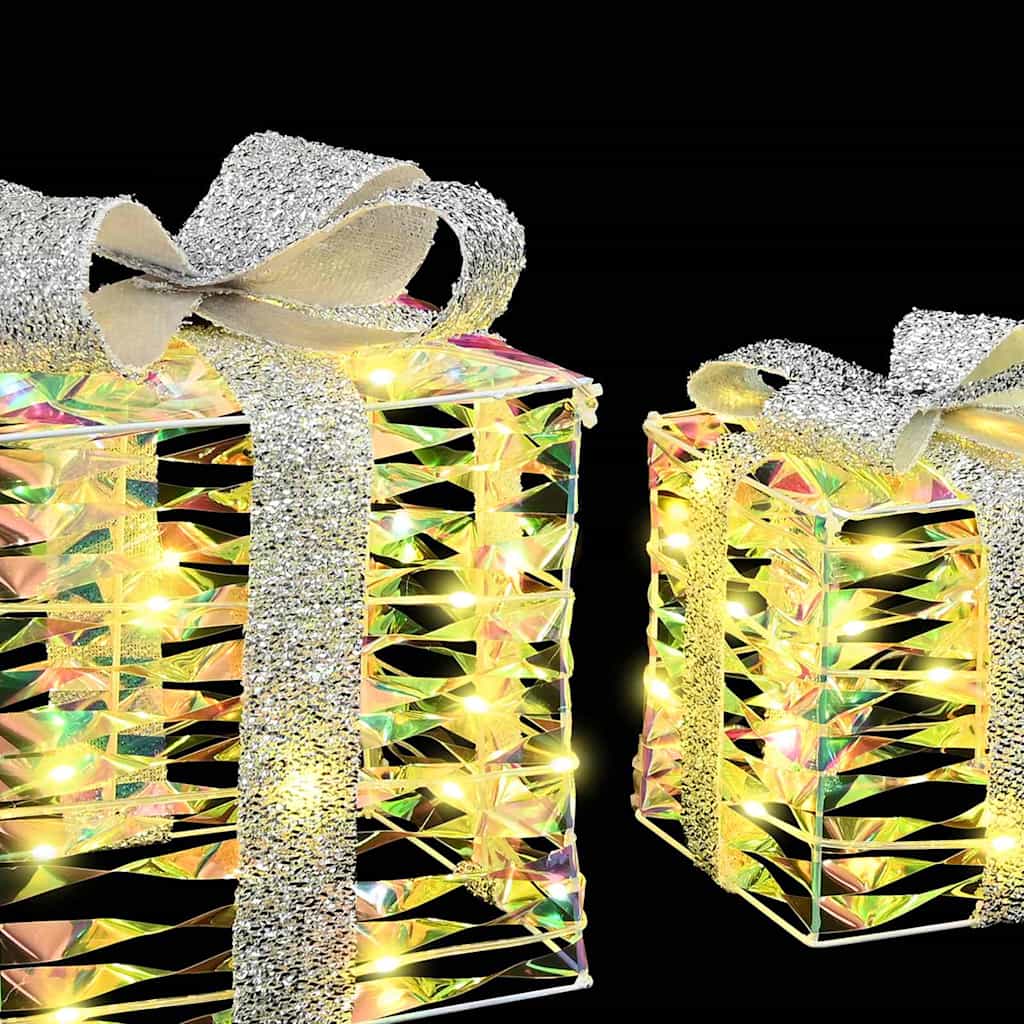 vidaXL Cadeau Doos met 60 LED 3 pcs Warmwit 20 x 20 x 20 cm PET