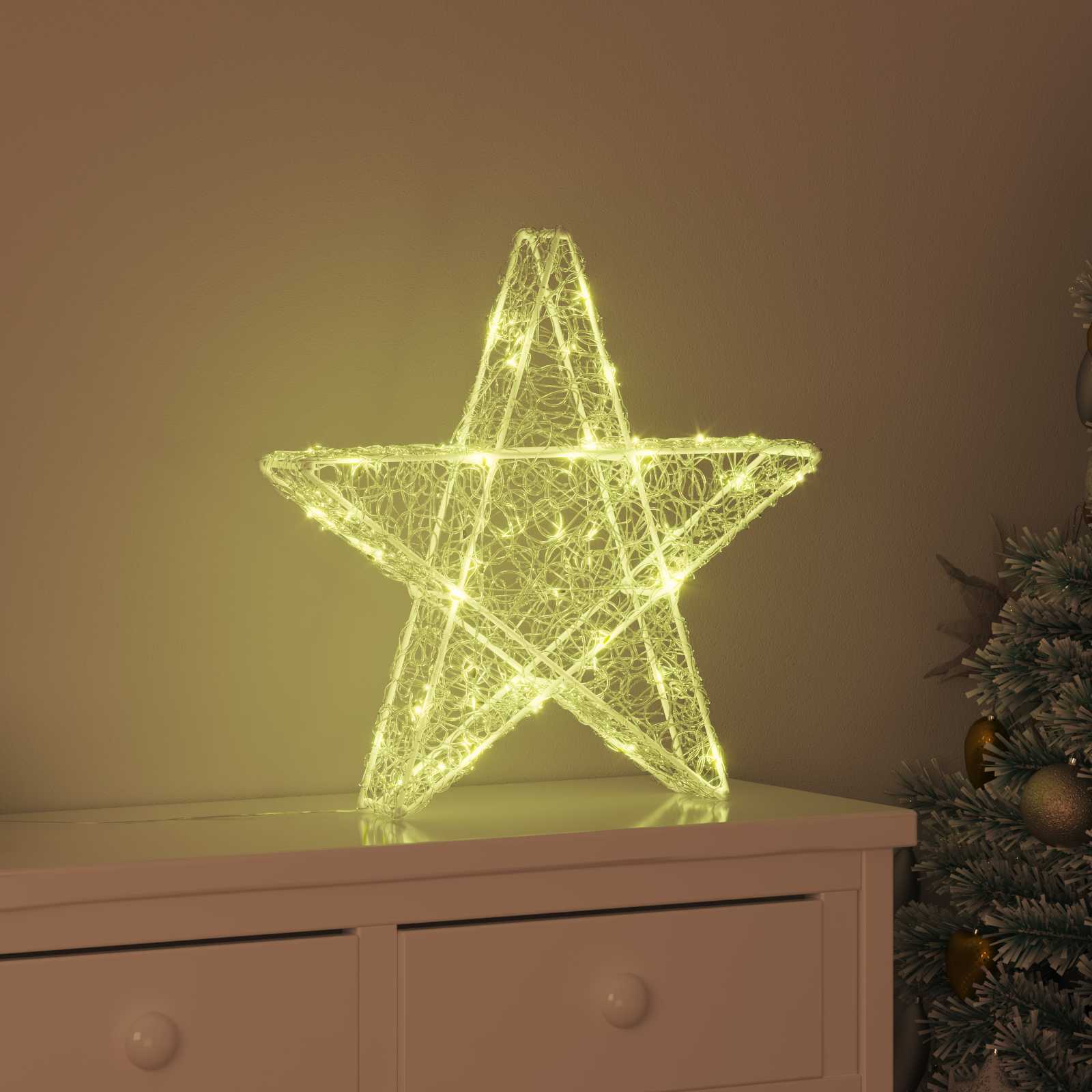 vidaXL 3D Ster met 50 LED Warmwit 55 x 53,5 x 10 cm Acryl