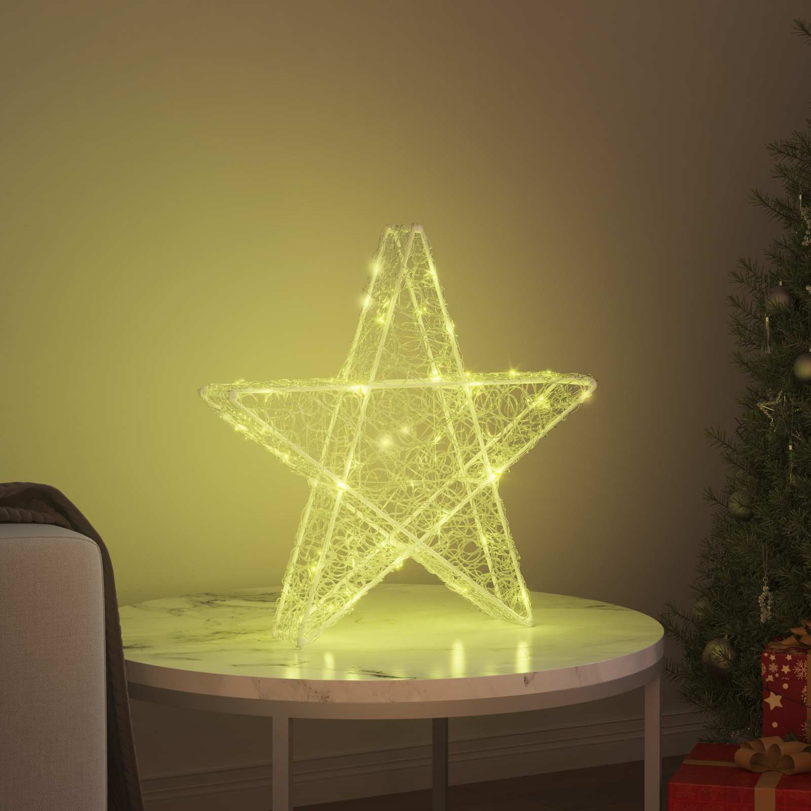 vidaXL 3D Ster met 50 LED Warmwit 55 x 53,5 x 10 cm Acryl
