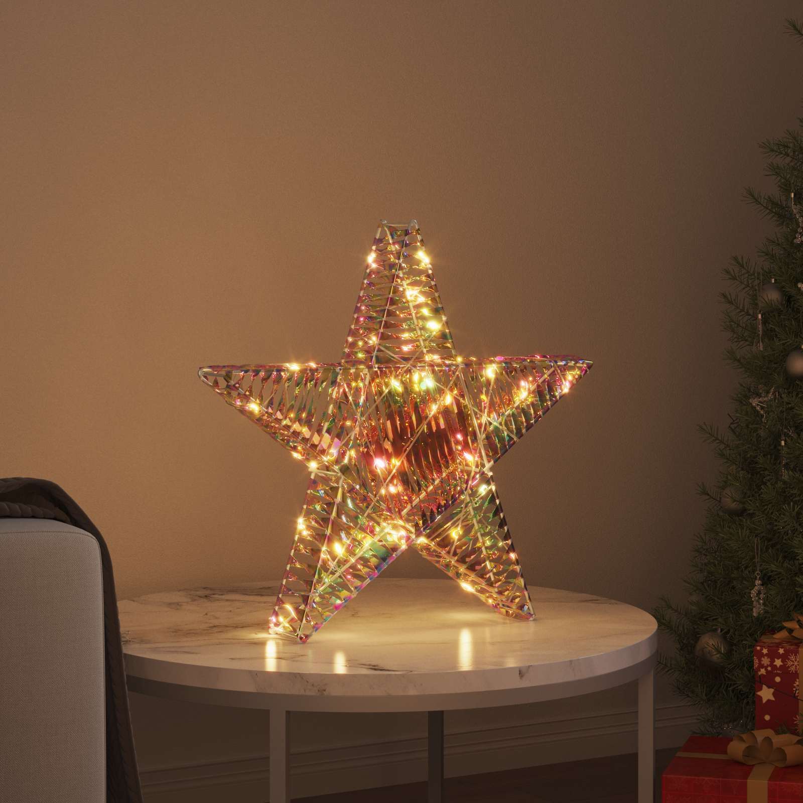 vidaXL 3D Ster met 50 LED Warmwit 55 x 52.5 x 9 cm PET