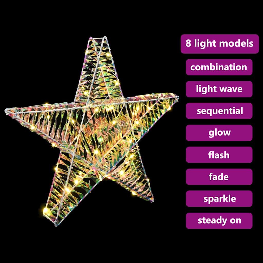 vidaXL 3D Ster met 50 LED Warmwit 55 x 52.5 x 9 cm PET