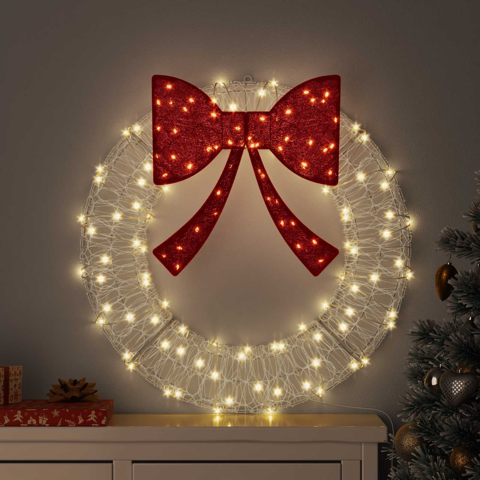 vidaXL Krans met LED -striplichten Warmwit 75 cm Acryl