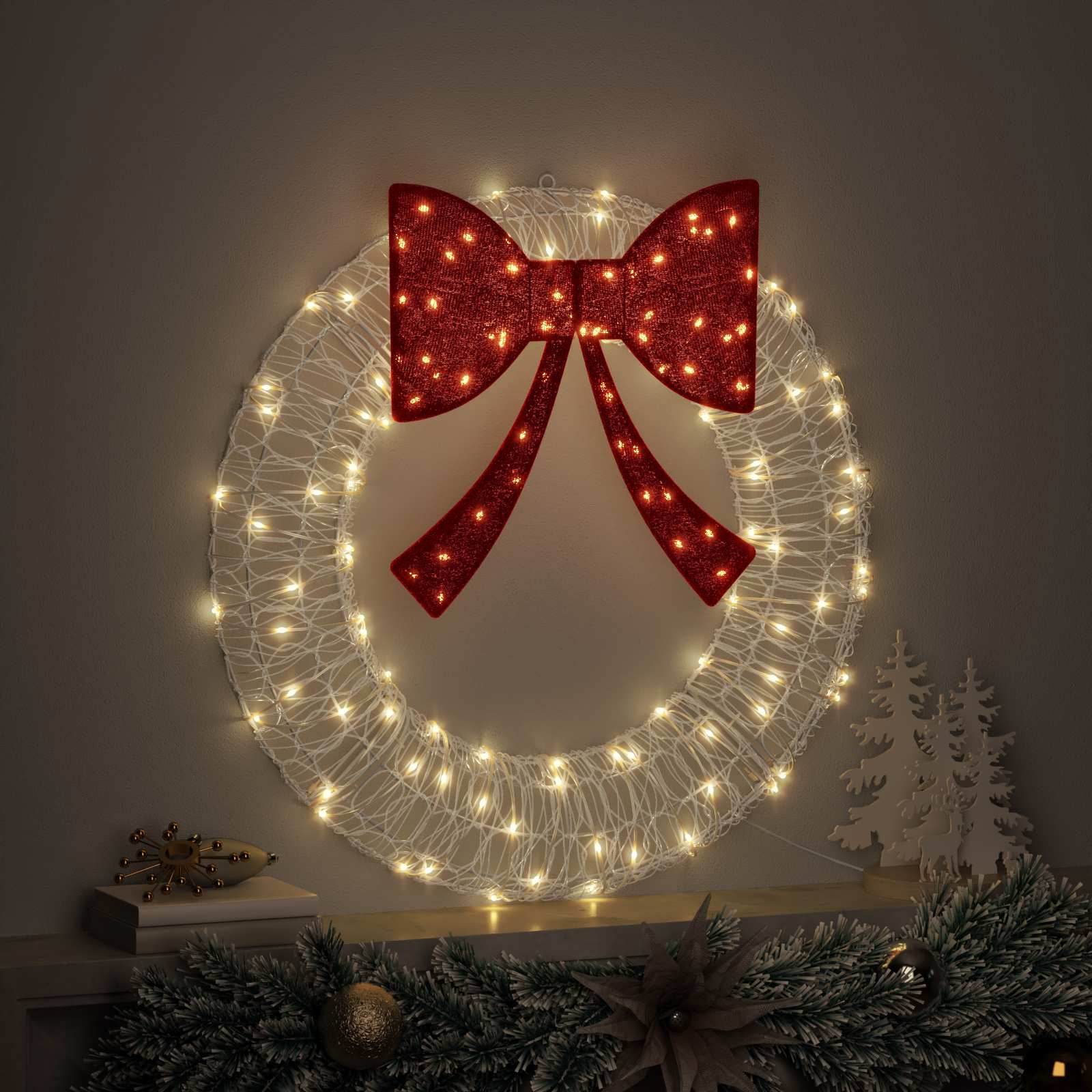 vidaXL Krans met LED -striplichten Warmwit 75 cm Acryl