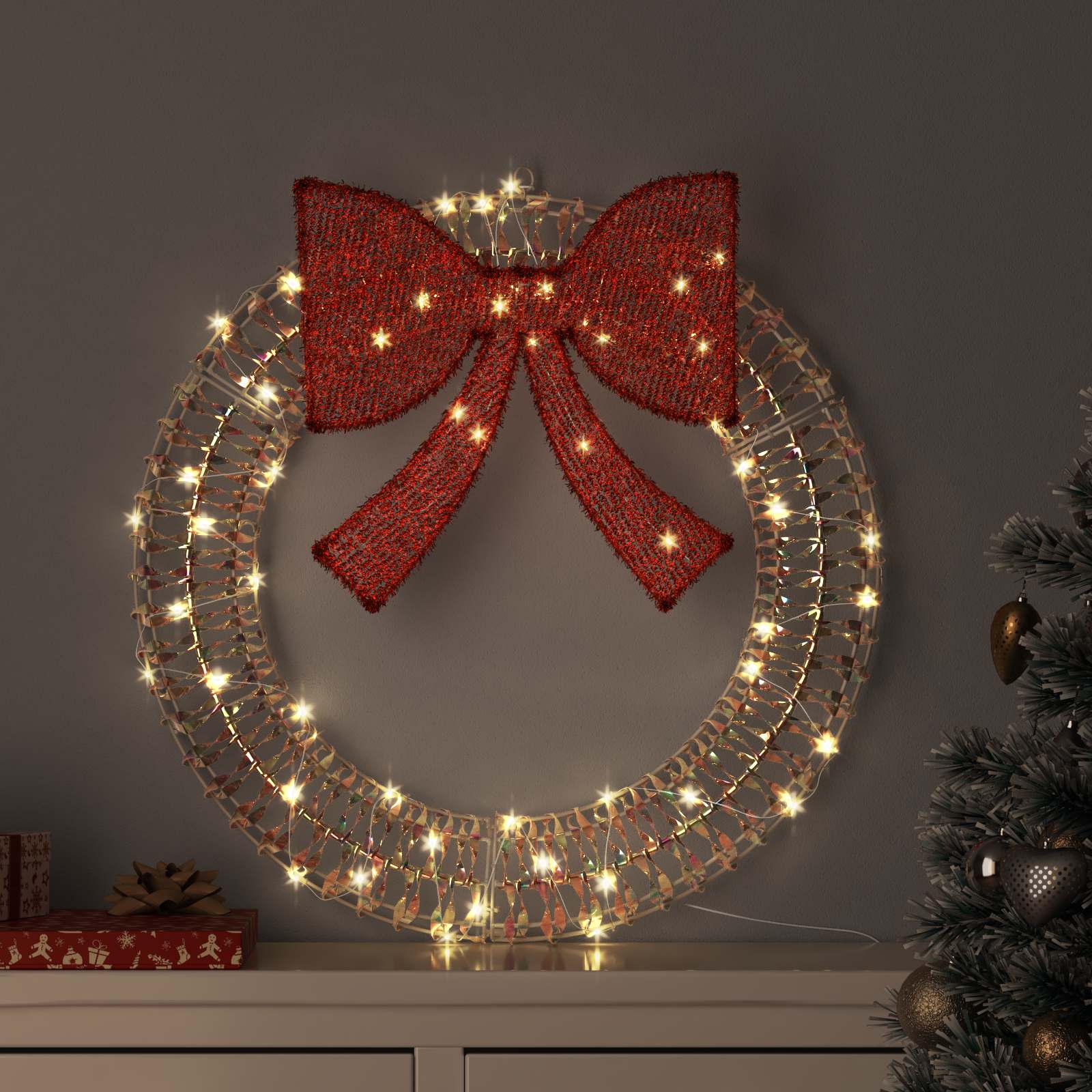 vidaXL Krans met 60 LED Warmwit 75 cm PET