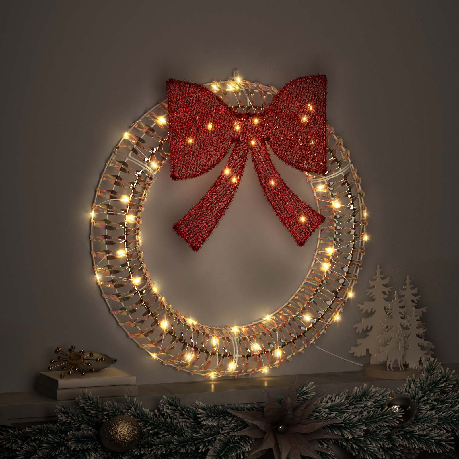 vidaXL Krans met 60 LED Warmwit 75 cm PET