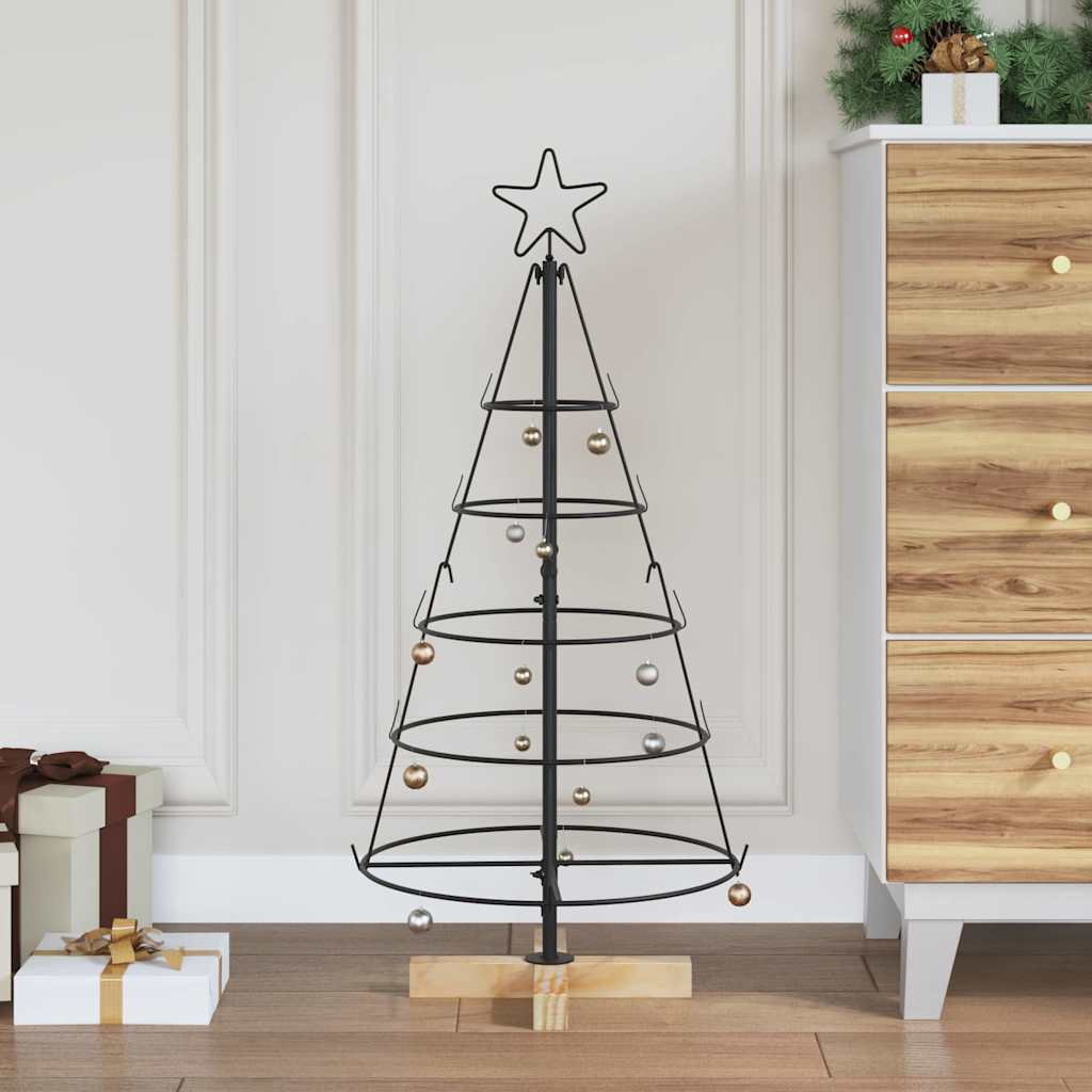 vidaXL Kerst Cone Boom met standaard Zwart 125 cm Staal