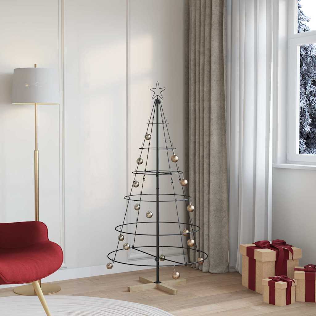vidaXL Kerst Cone Boom met standaard Zwart 125 cm Staal