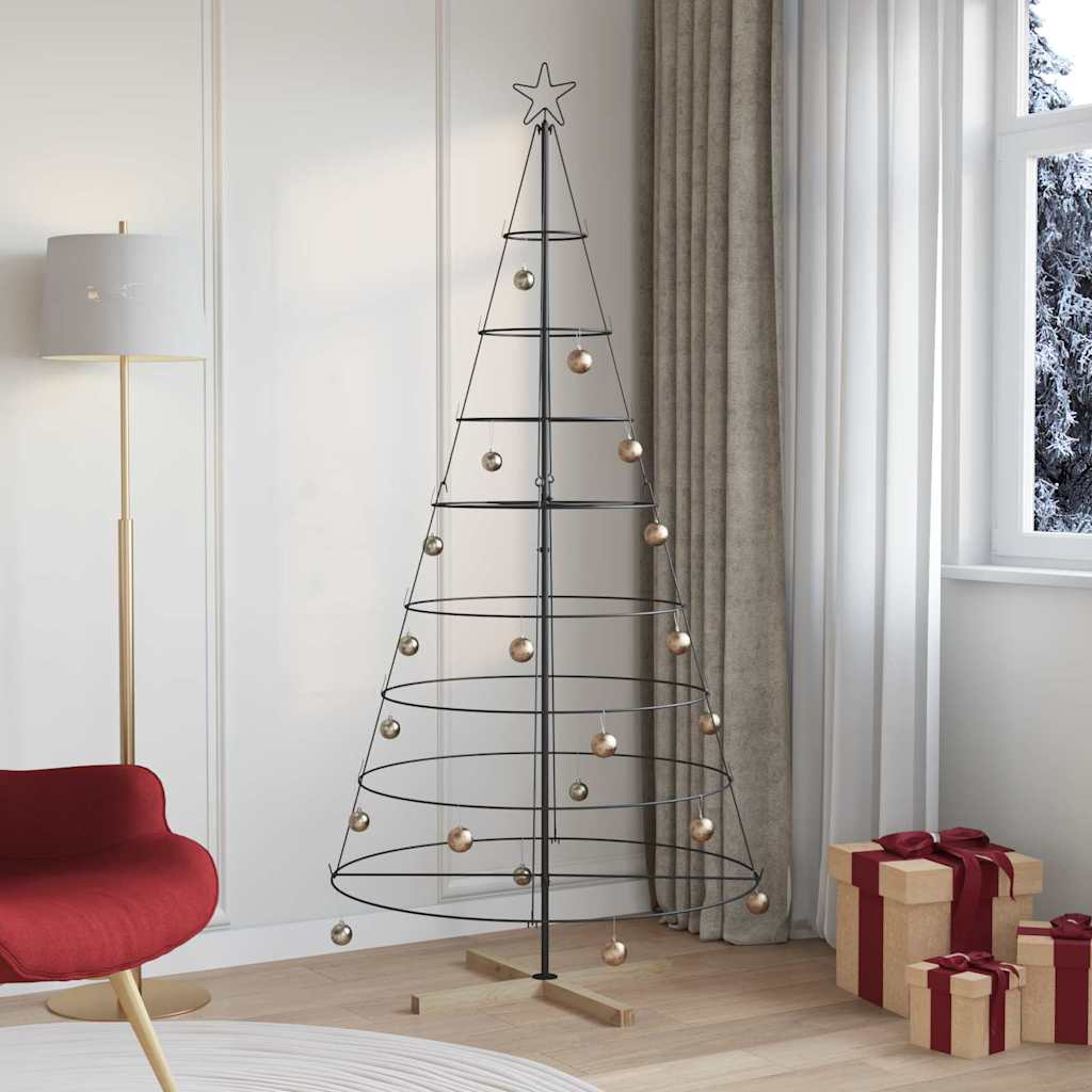 vidaXL Kerst Cone Boom met standaard Zwart 125 cm Staal
