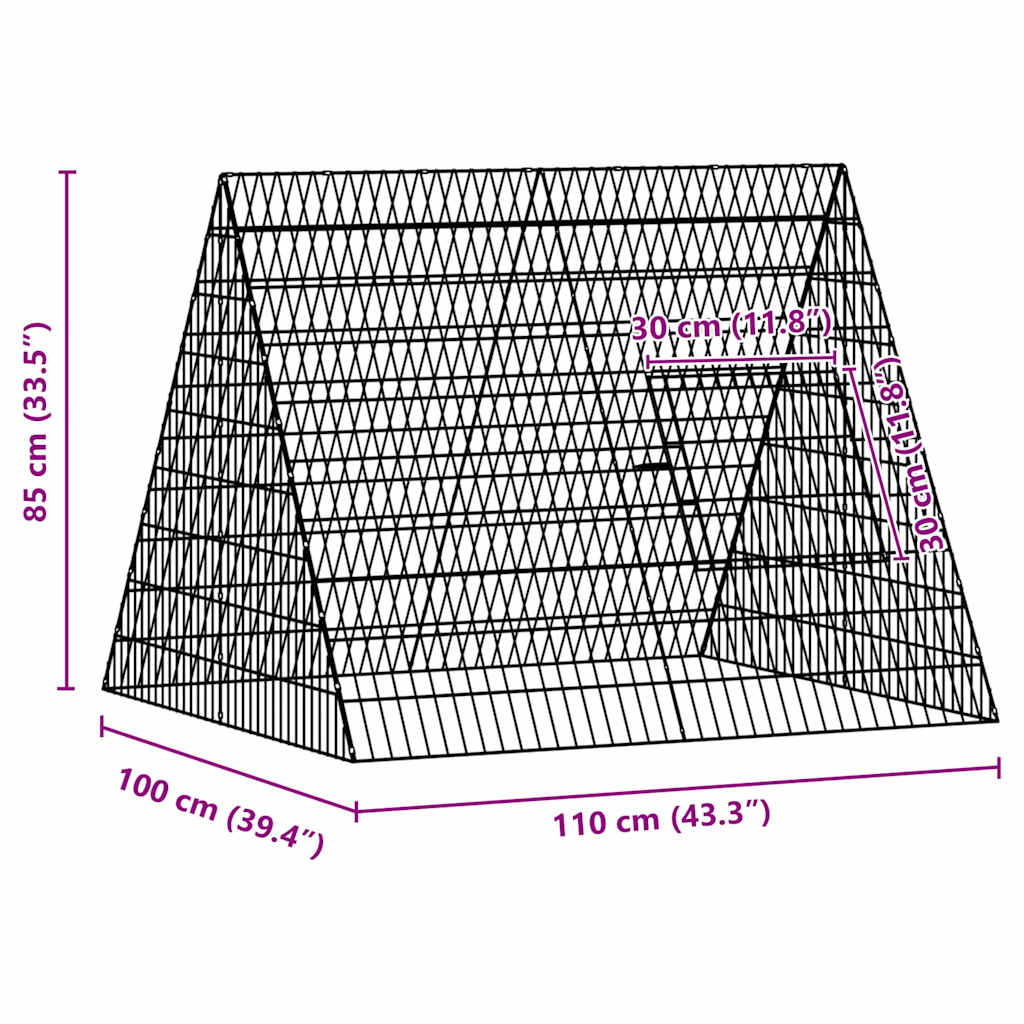 vidaXL Konijnenkooi Zilver 215 x 100 x 85 cm Gegalvaniseerd staal