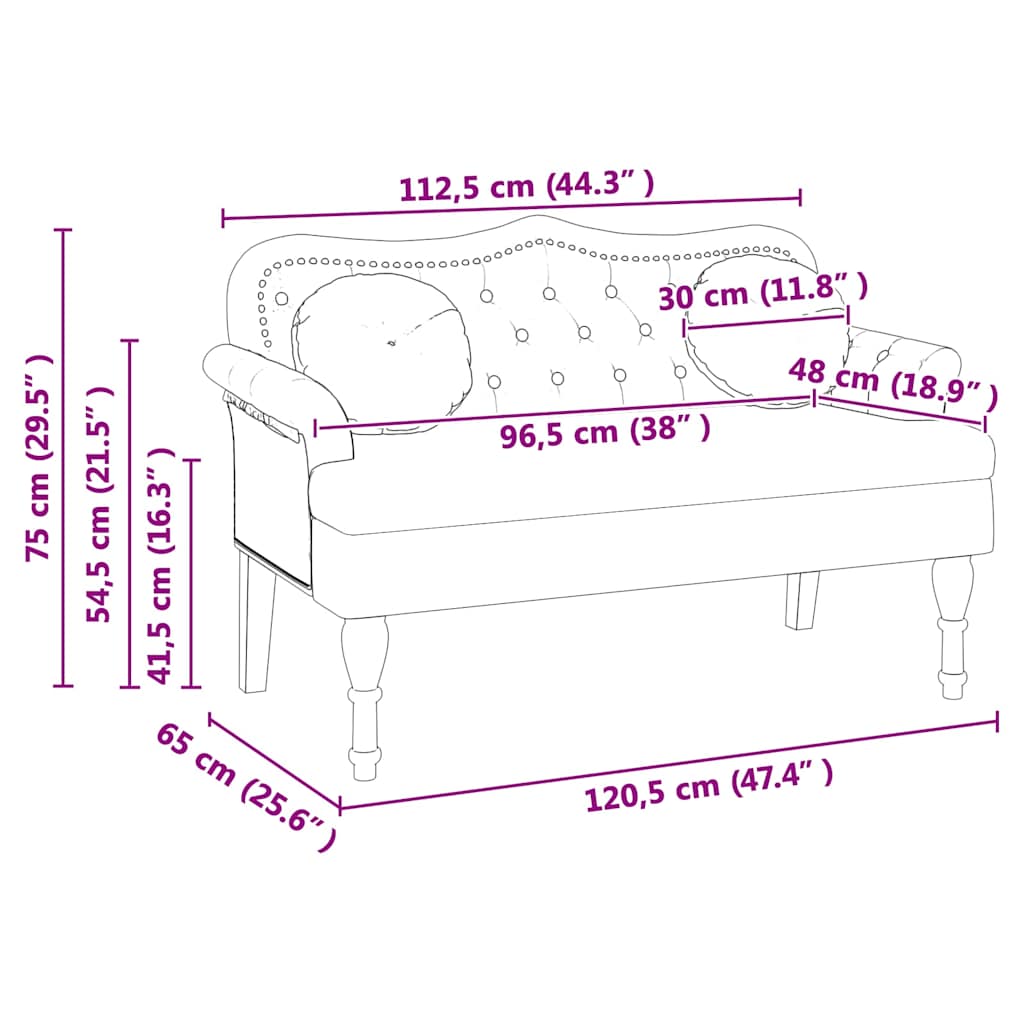 vidaXL Chesterfield Bank met kussen Crème 120,5 x 65 x 75 cm Nep Leer