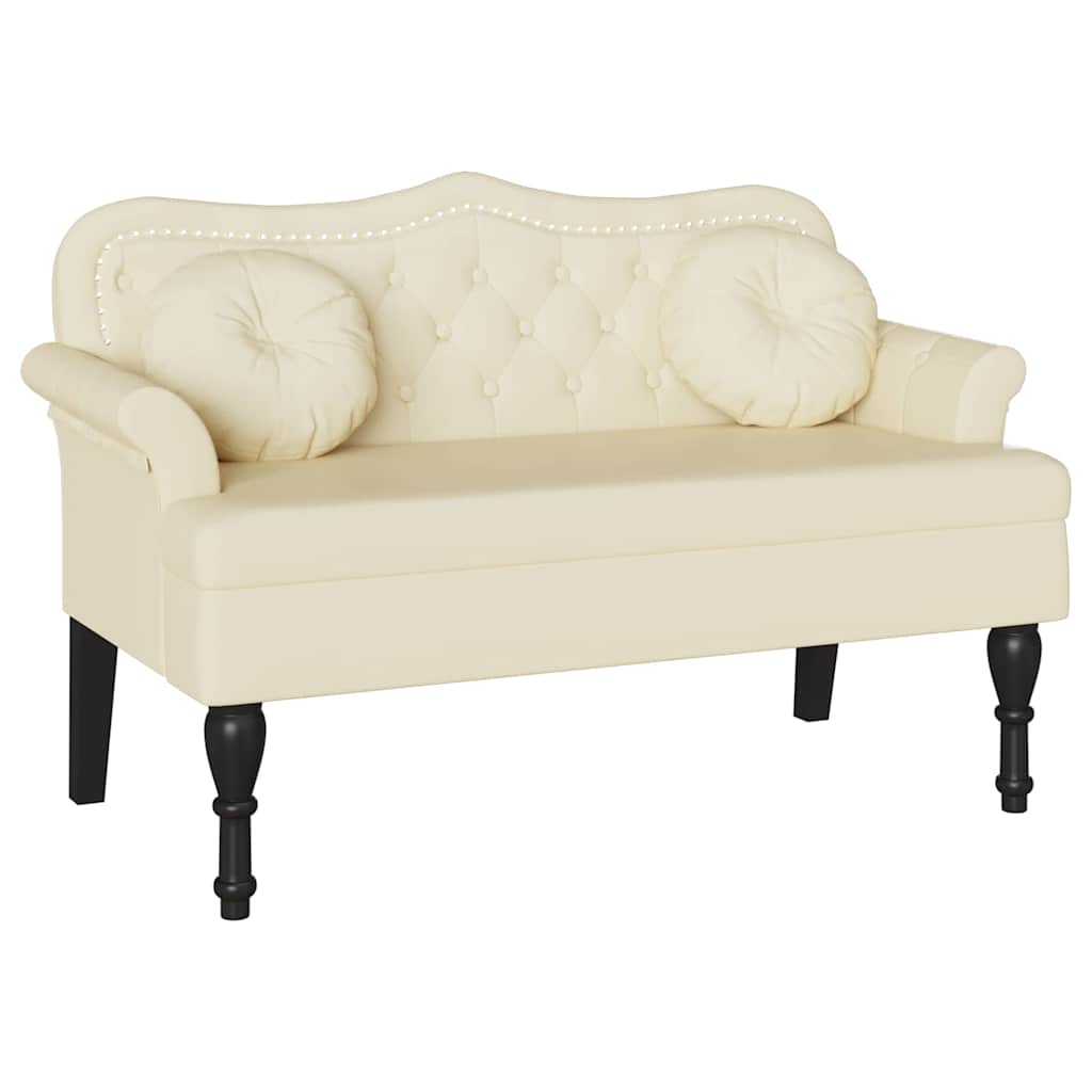 vidaXL Chesterfield Bank met kussen Crème 120,5 x 65 x 75 cm Nep Leer