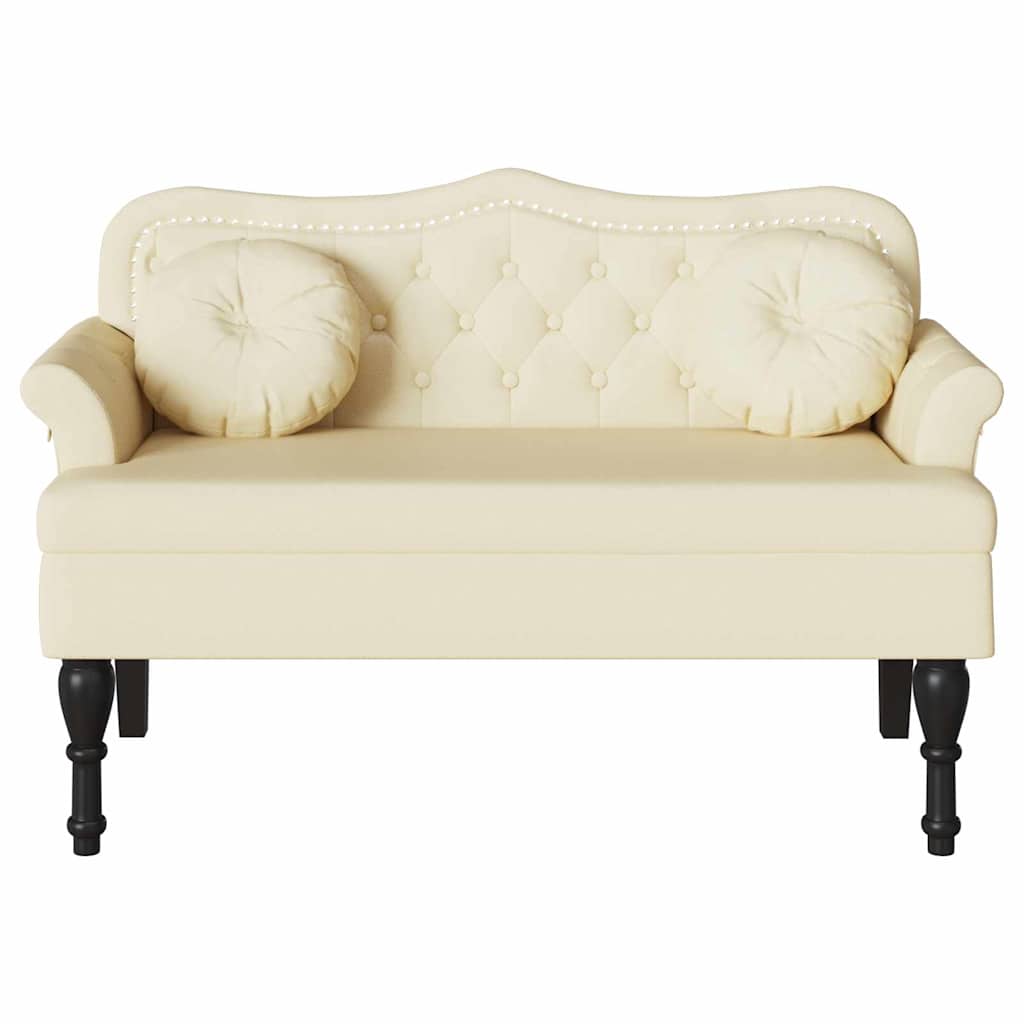vidaXL Chesterfield Bank met kussen Crème 120,5 x 65 x 75 cm Nep Leer