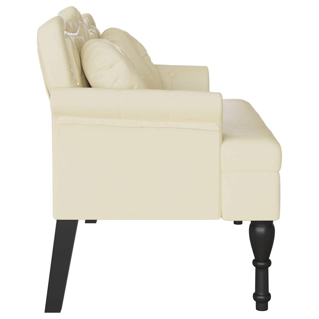 vidaXL Chesterfield Bank met kussen Crème 120,5 x 65 x 75 cm Nep Leer
