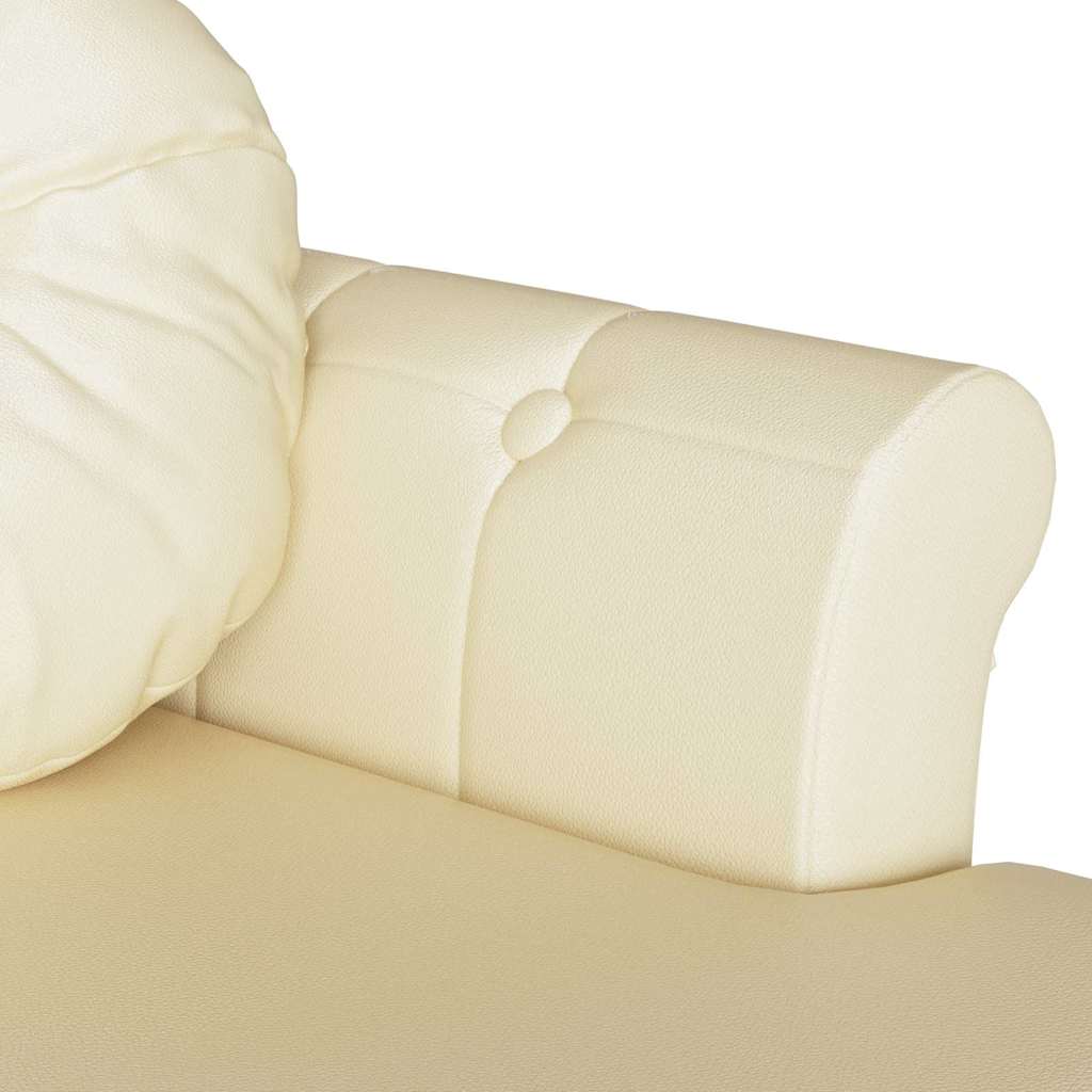 vidaXL Chesterfield Bank met kussen Crème 120,5 x 65 x 75 cm Nep Leer
