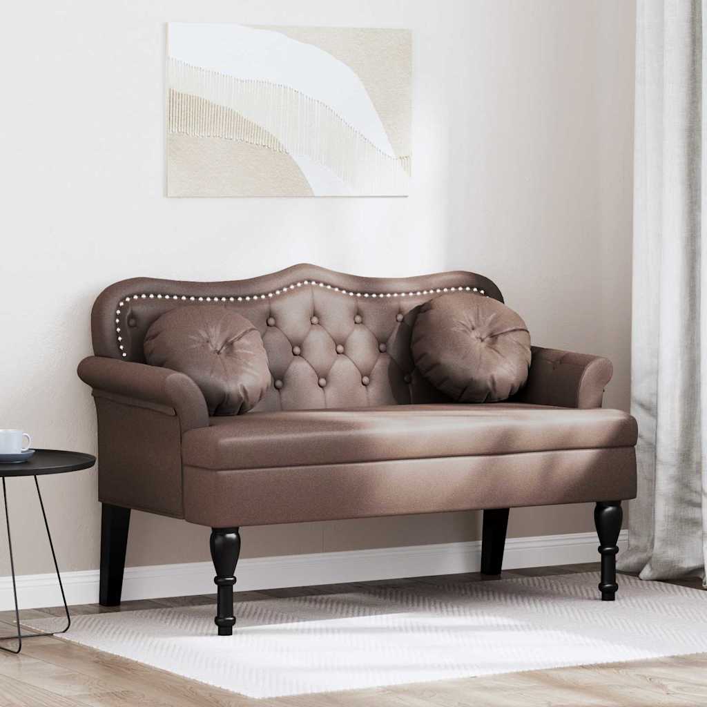 vidaXL Chesterfield Bank met kussen Crème 120,5 x 65 x 75 cm Nep Leer