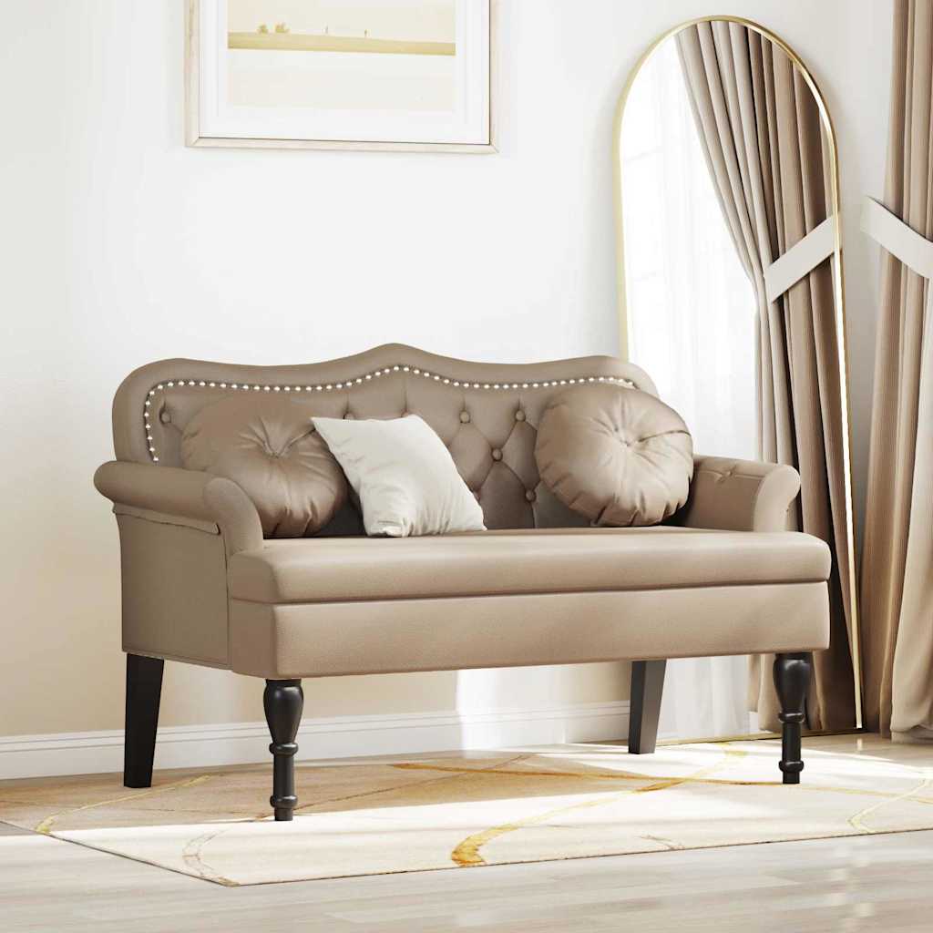 vidaXL Chesterfield Bank met kussen Crème 120,5 x 65 x 75 cm Nep Leer