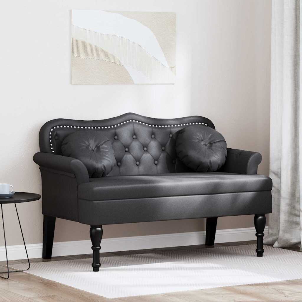 vidaXL Chesterfield Bank met kussen Crème 120,5 x 65 x 75 cm Nep Leer