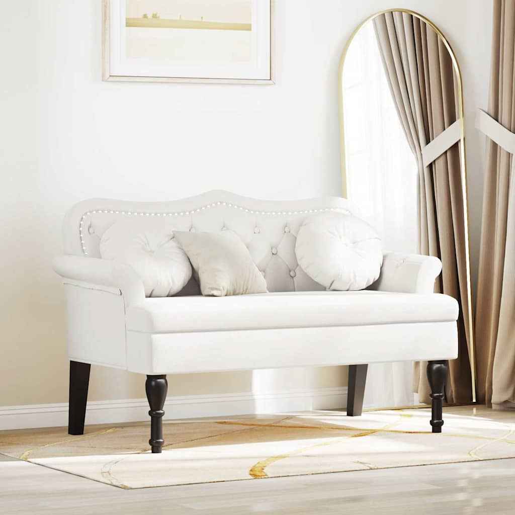 vidaXL Chesterfield Bank met kussen Crème 120,5 x 65 x 75 cm Nep Leer