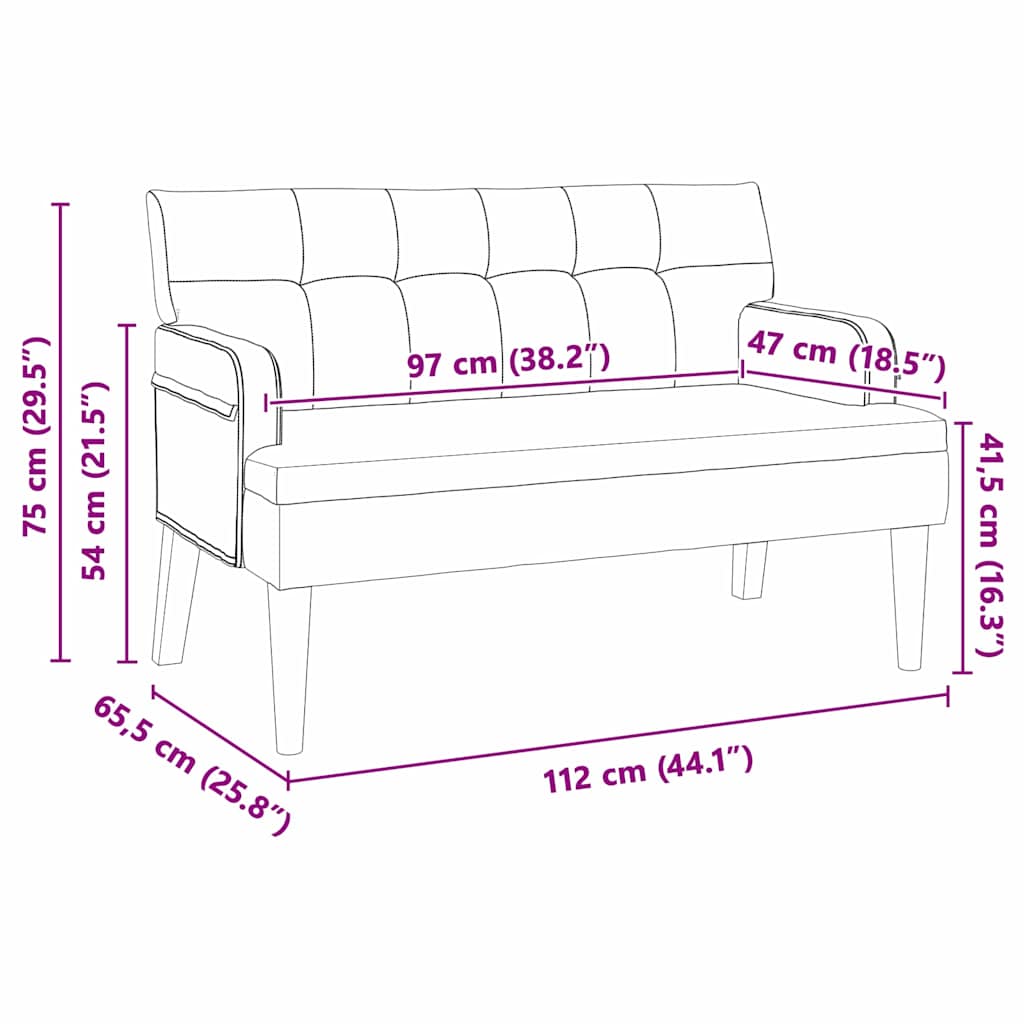 vidaXL Chesterfield Bank Lichtgrijs 112 x 65.5 x 75 cm Fluweel