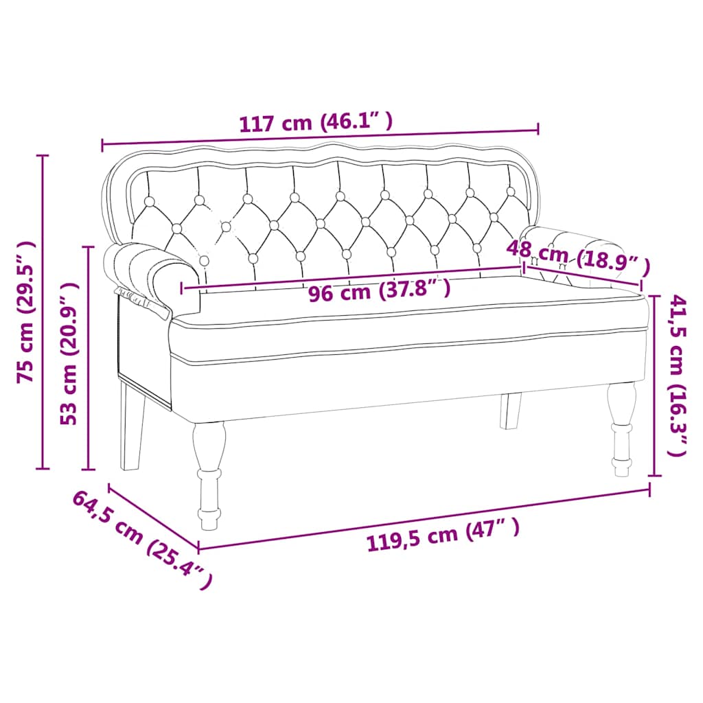 vidaXL Chesterfield Bank Crème 119.5 x 64.5 x 75 cm Nep Leer