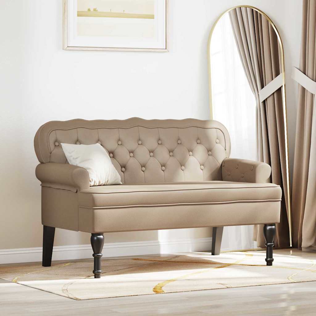 vidaXL Chesterfield Bank Crème 119.5 x 64.5 x 75 cm Nep Leer
