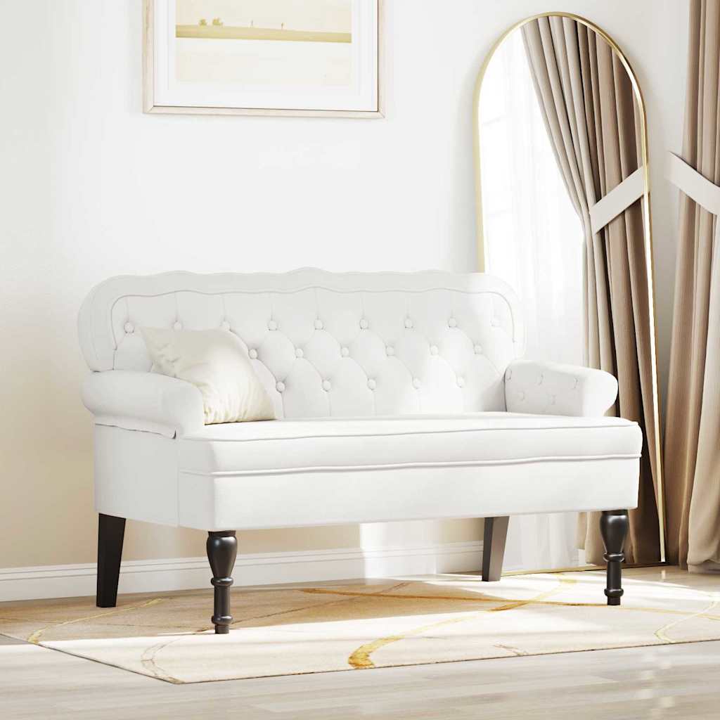 vidaXL Chesterfield Bank Crème 119.5 x 64.5 x 75 cm Nep Leer