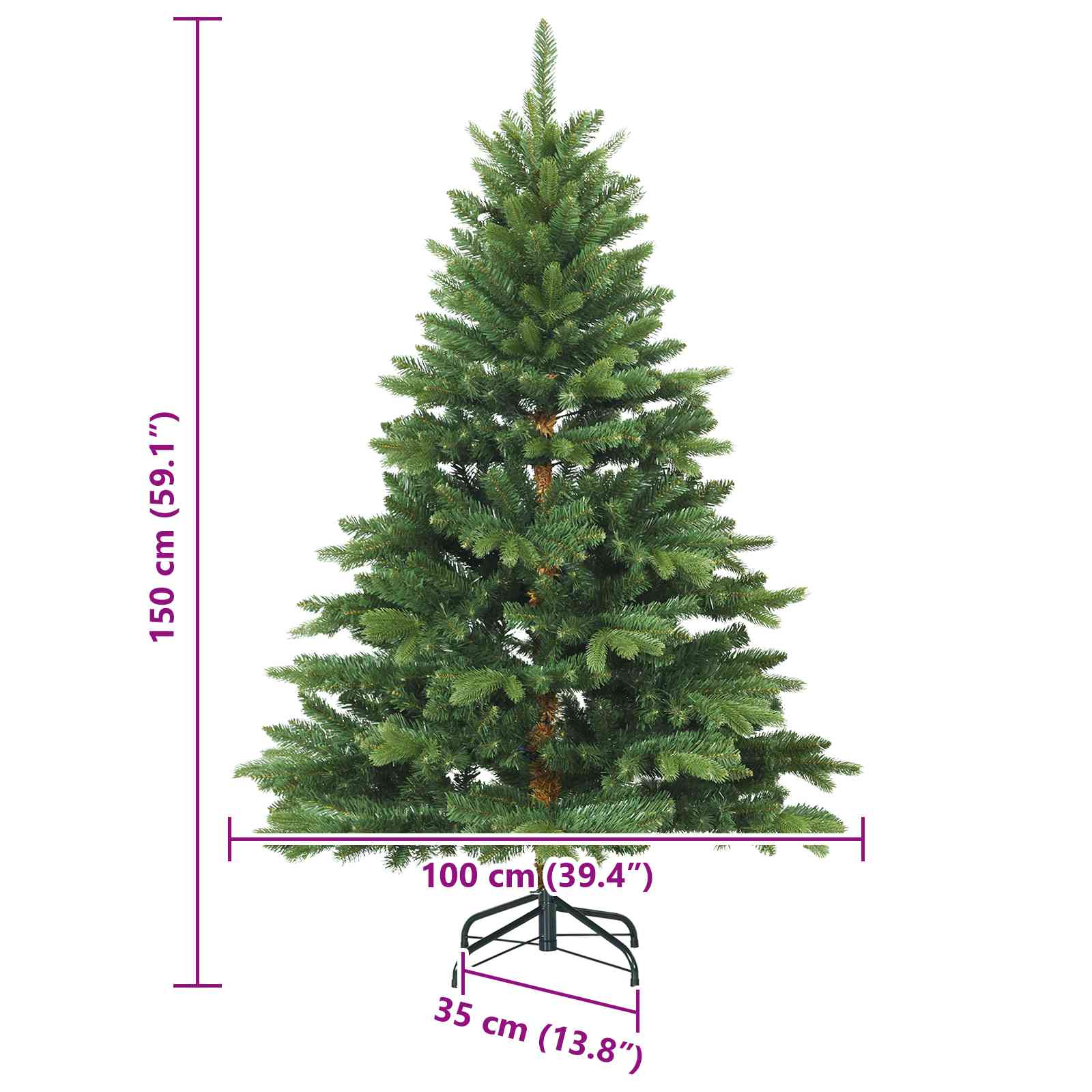 vidaXL Kunstmatige Inklapbare Kerstboom Groen 120 cm PVC, PE en staal