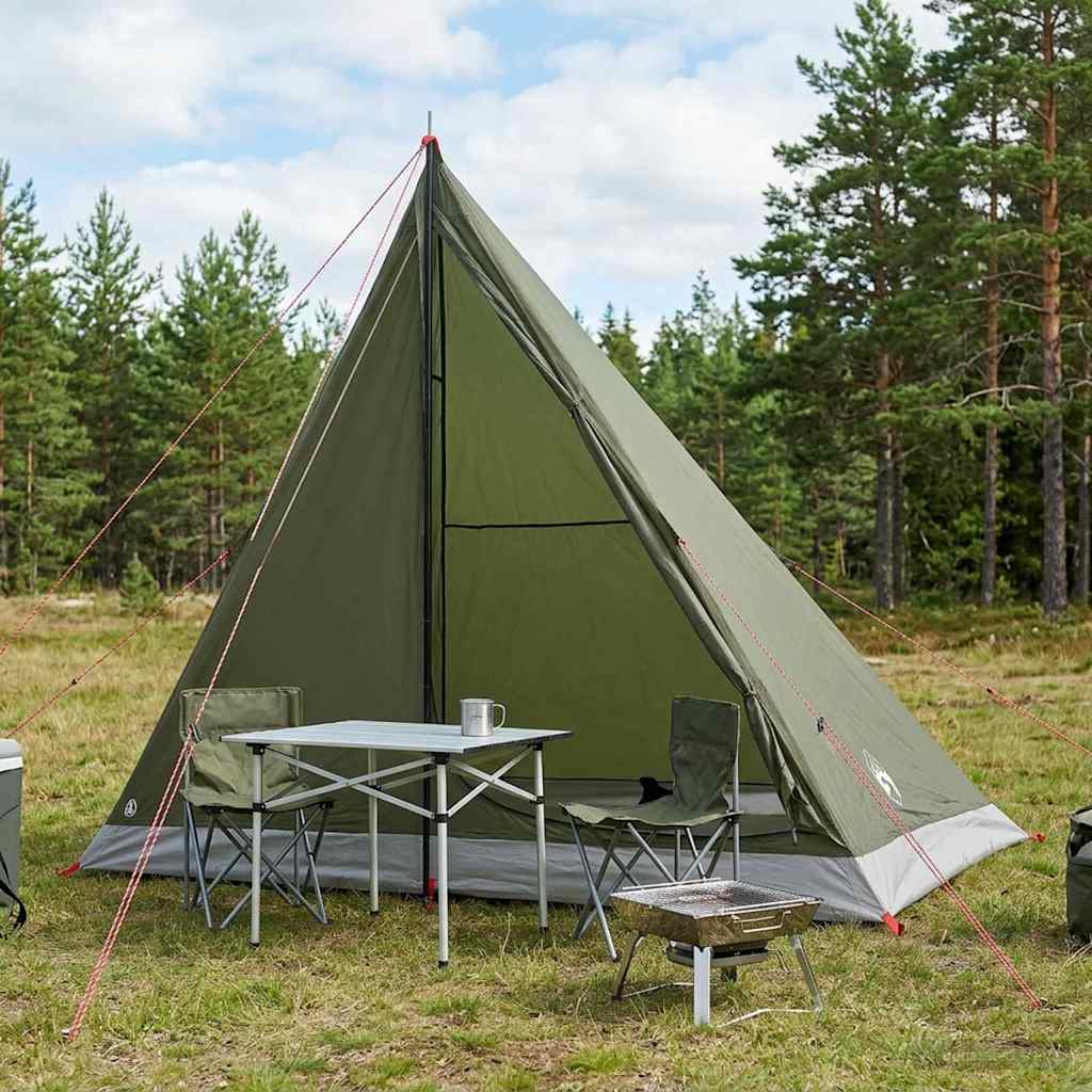 vidaXL Backpacking Tent Groen 4-persoons 185T Polyester met PU Coating