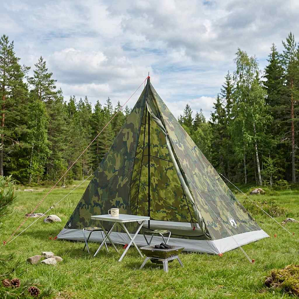vidaXL Backpacking Tent Groen 4-persoons 185T Polyester met PU Coating