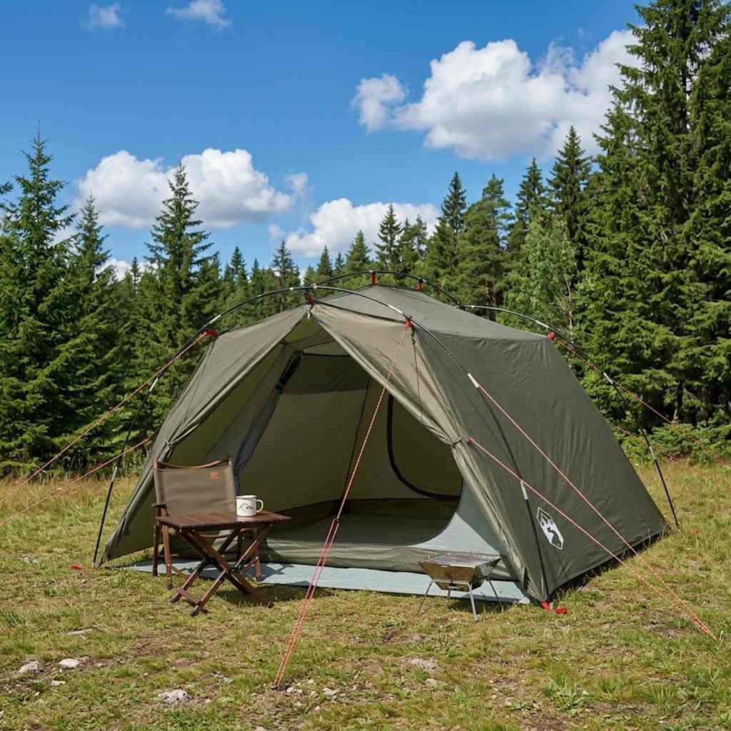 vidaXL Tunneltent Groen 4-persoons 185T Polyester met PU Coating