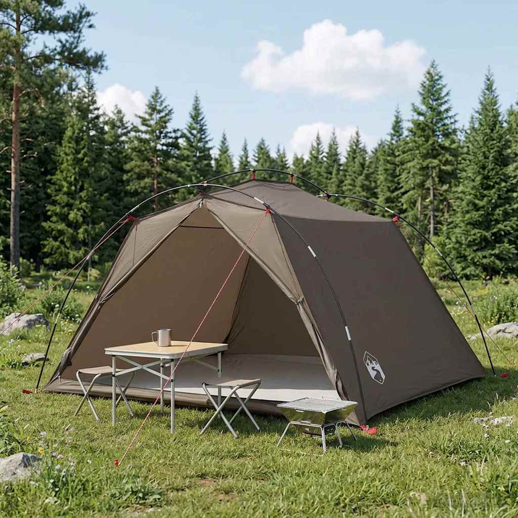 vidaXL Tunneltent Groen 4-persoons 185T Polyester met PU Coating