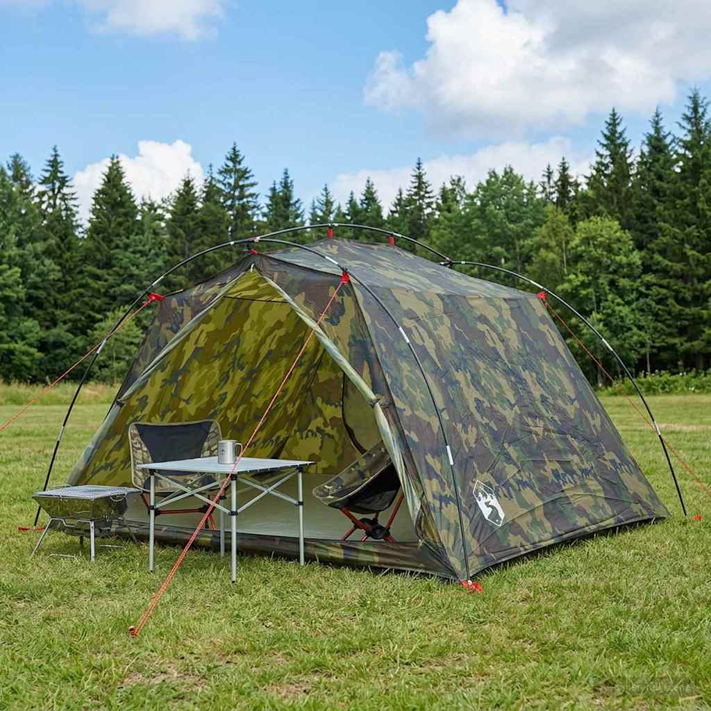 vidaXL Tunneltent Groen 4-persoons 185T Polyester met PU Coating