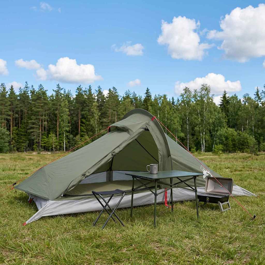 vidaXL Backpacking Tent Groen 4-persoons 185T Polyester met PU Coating