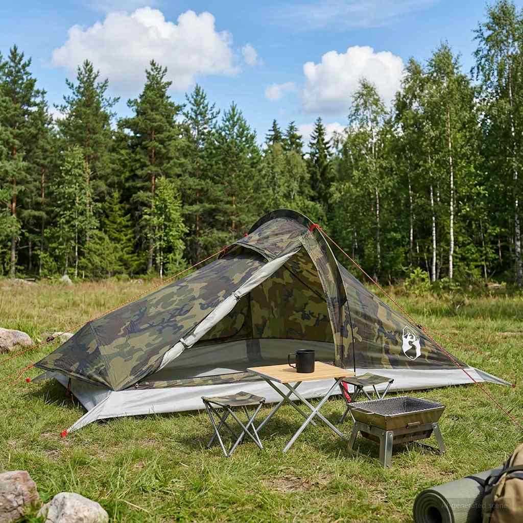 vidaXL Backpacking Tent Groen 4-persoons 185T Polyester met PU Coating