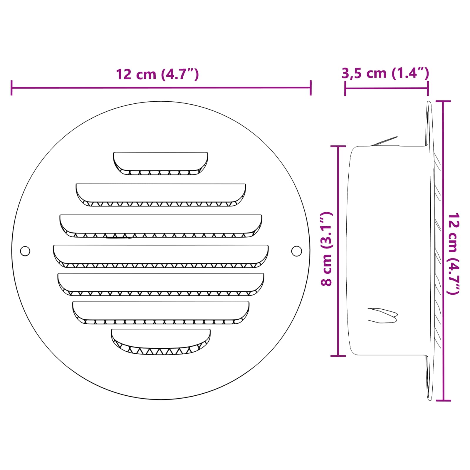 vidaXL Luchtventilatie roosters 4 pcs Zilver 80 mm Roestvrij staal
