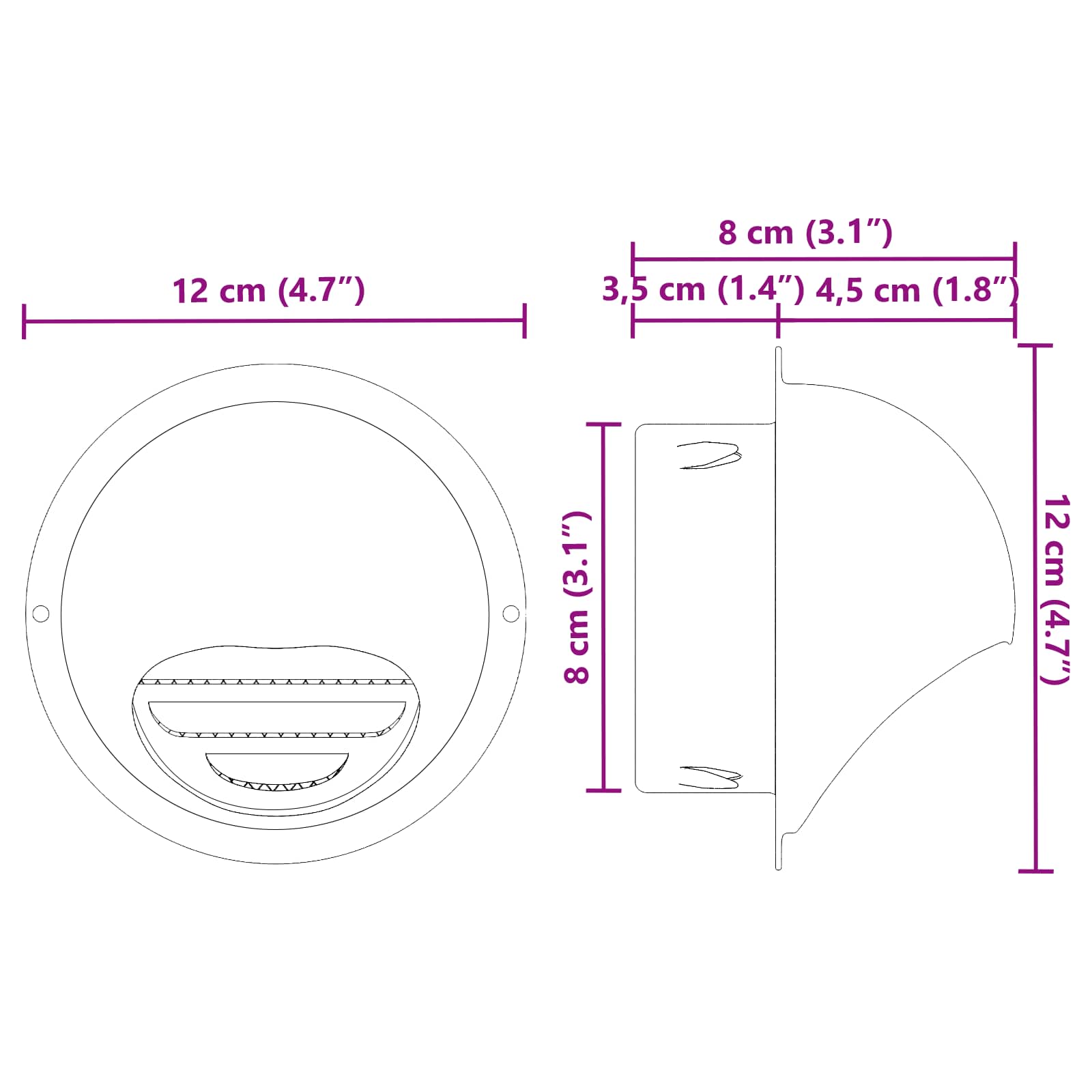 vidaXL Luchtventilatie roosters 8 pcs Zilver 200 mm Roestvrij staal