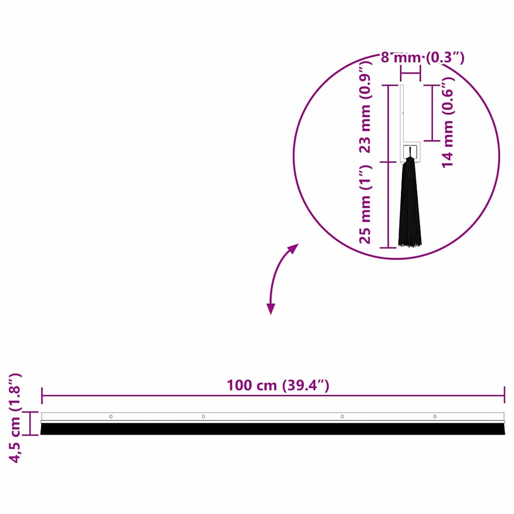 vidaXL Schroefbare Deurborstelafsluitingen 2 pcs Bruin 100 cm