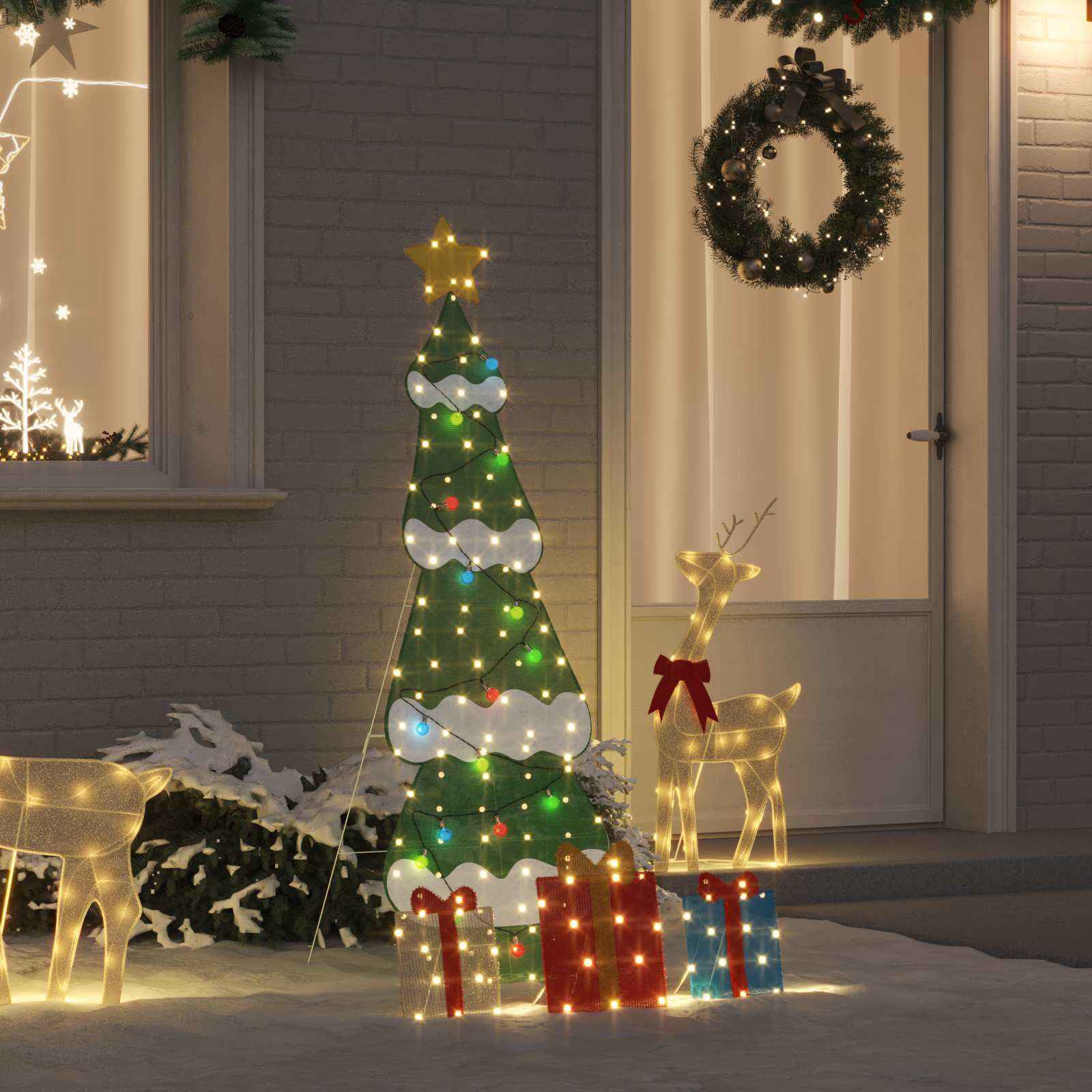 vidaXL Verlichte Kerstboom met 3 Cadeau Dozen 2D Warm Wit 150 cm