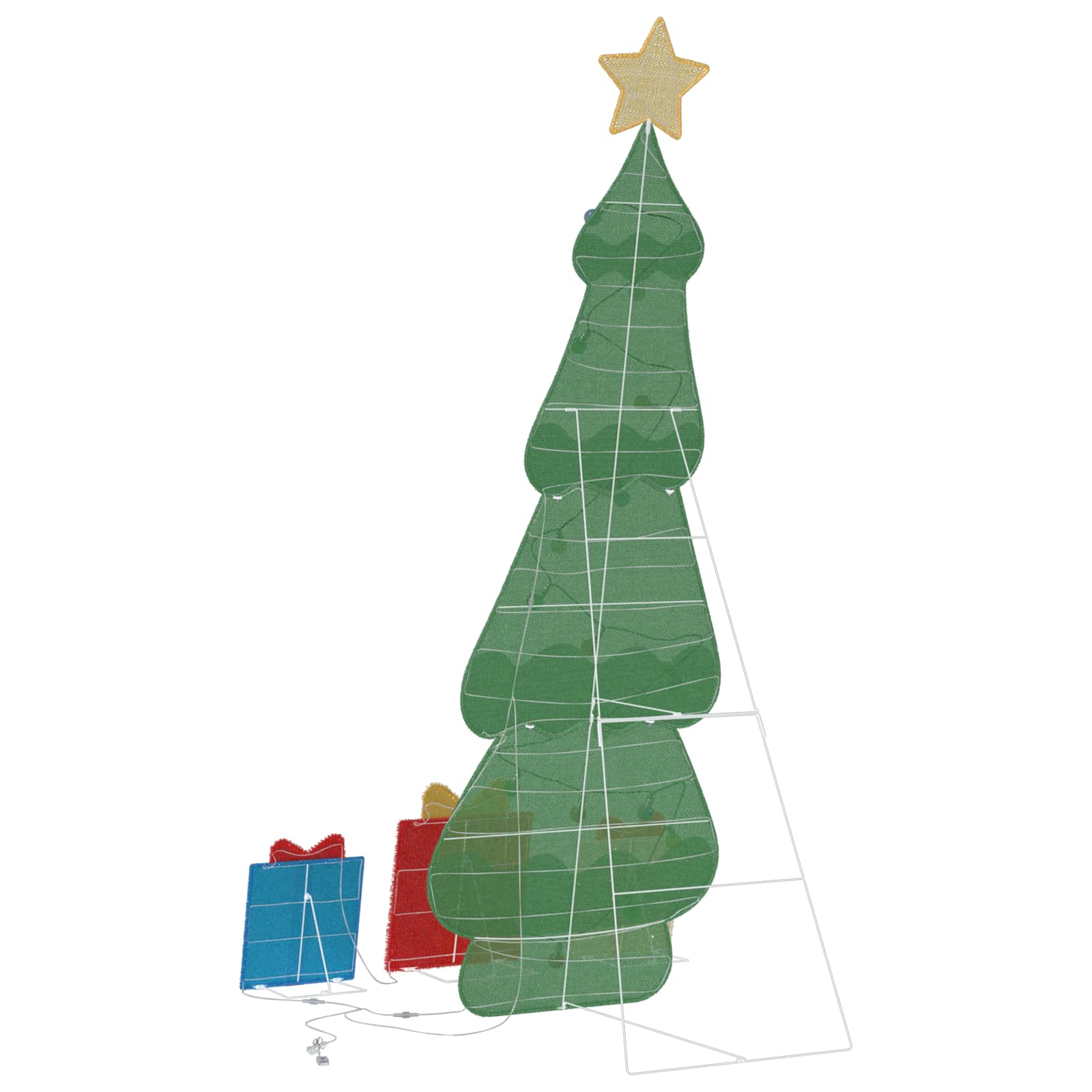 vidaXL Verlichte Kerstboom met 3 Cadeau Dozen 2D Warm Wit 150 cm