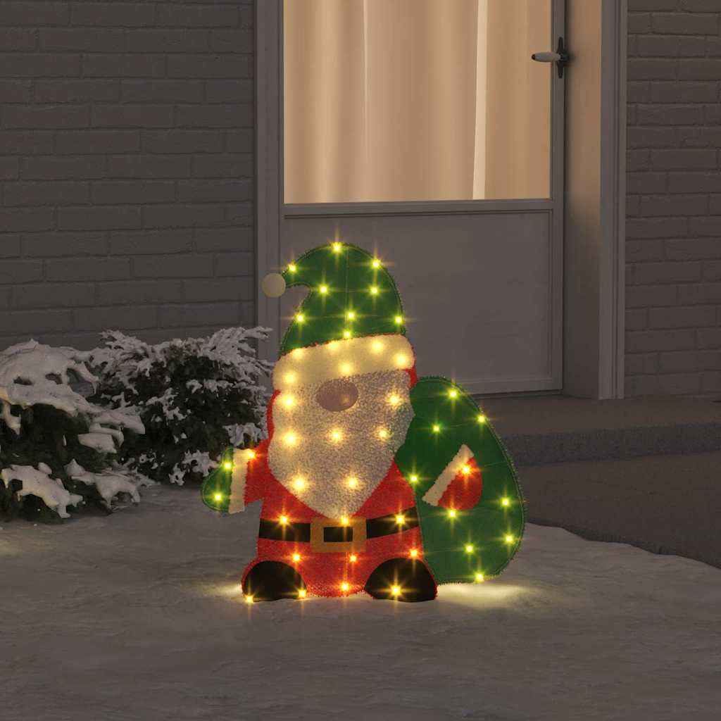 vidaXL Verlichte Kerstman Warmwit 62 x 70 cm Lurexfabric
