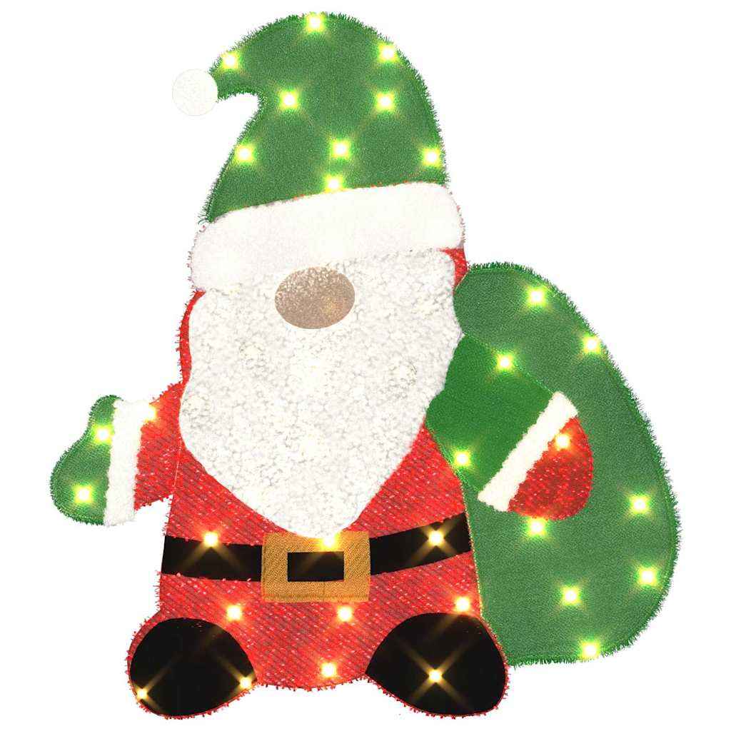 vidaXL Verlichte Kerstman Warmwit 62 x 70 cm Lurexfabric