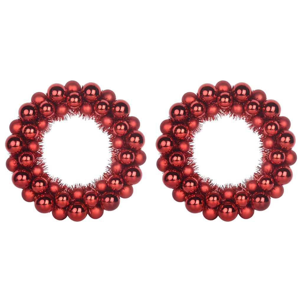 vidaXL Kerstbal Kransen 2 pcs Rood 33 x 33 x 7 cm Polystyreen