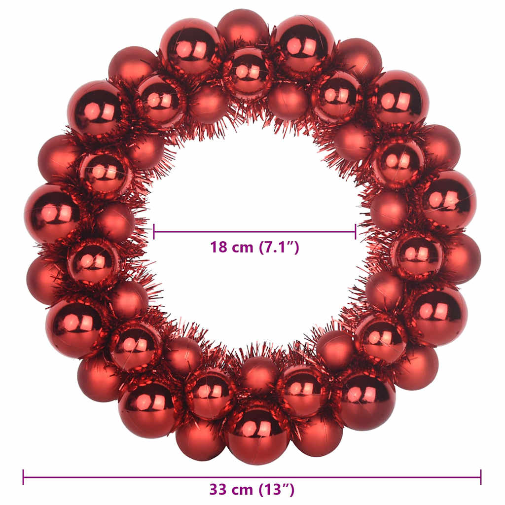vidaXL Kerstbal Kransen 2 pcs Rood 33 x 33 x 7 cm Polystyreen