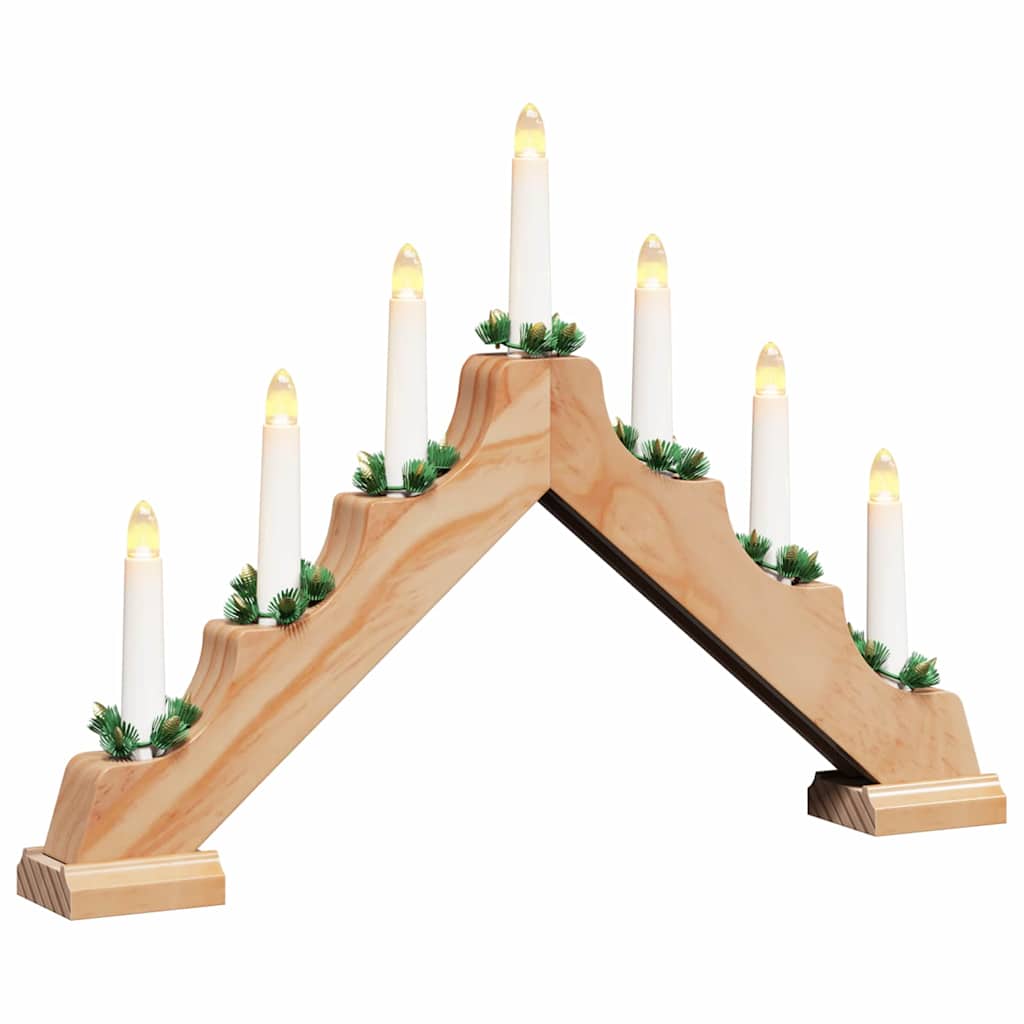 vidaXL Kerst Kaars Brug Bruin 39.5 x 5 x 29 cm Massief grenenhout