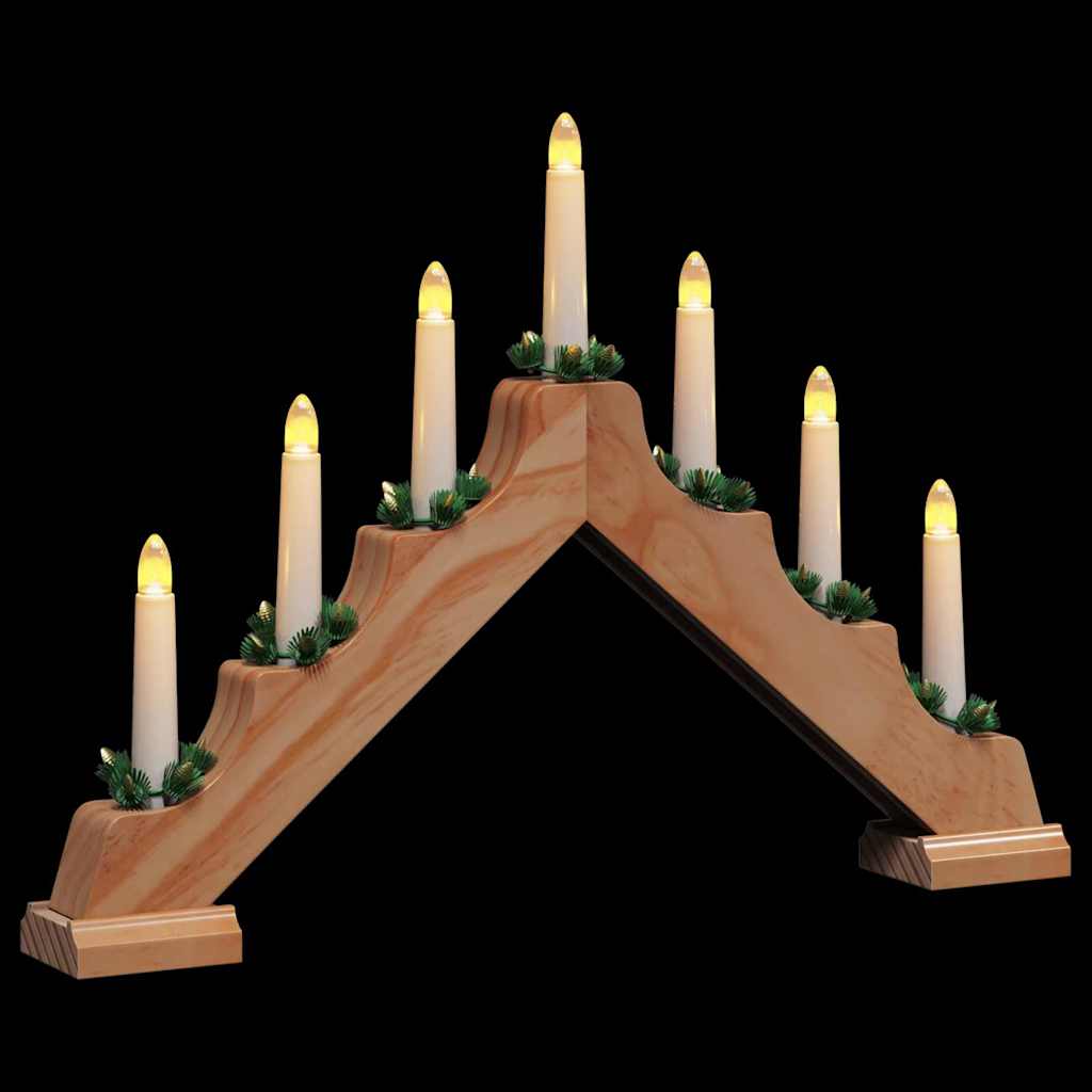 vidaXL Kerst Kaars Brug Bruin 39.5 x 5 x 29 cm Massief grenenhout