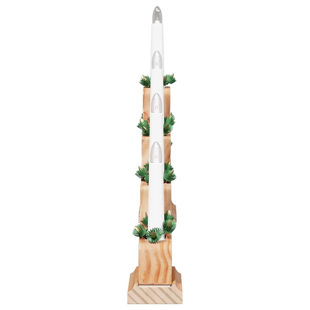 vidaXL Kerst Kaars Brug Bruin 39.5 x 5 x 29 cm Massief grenenhout