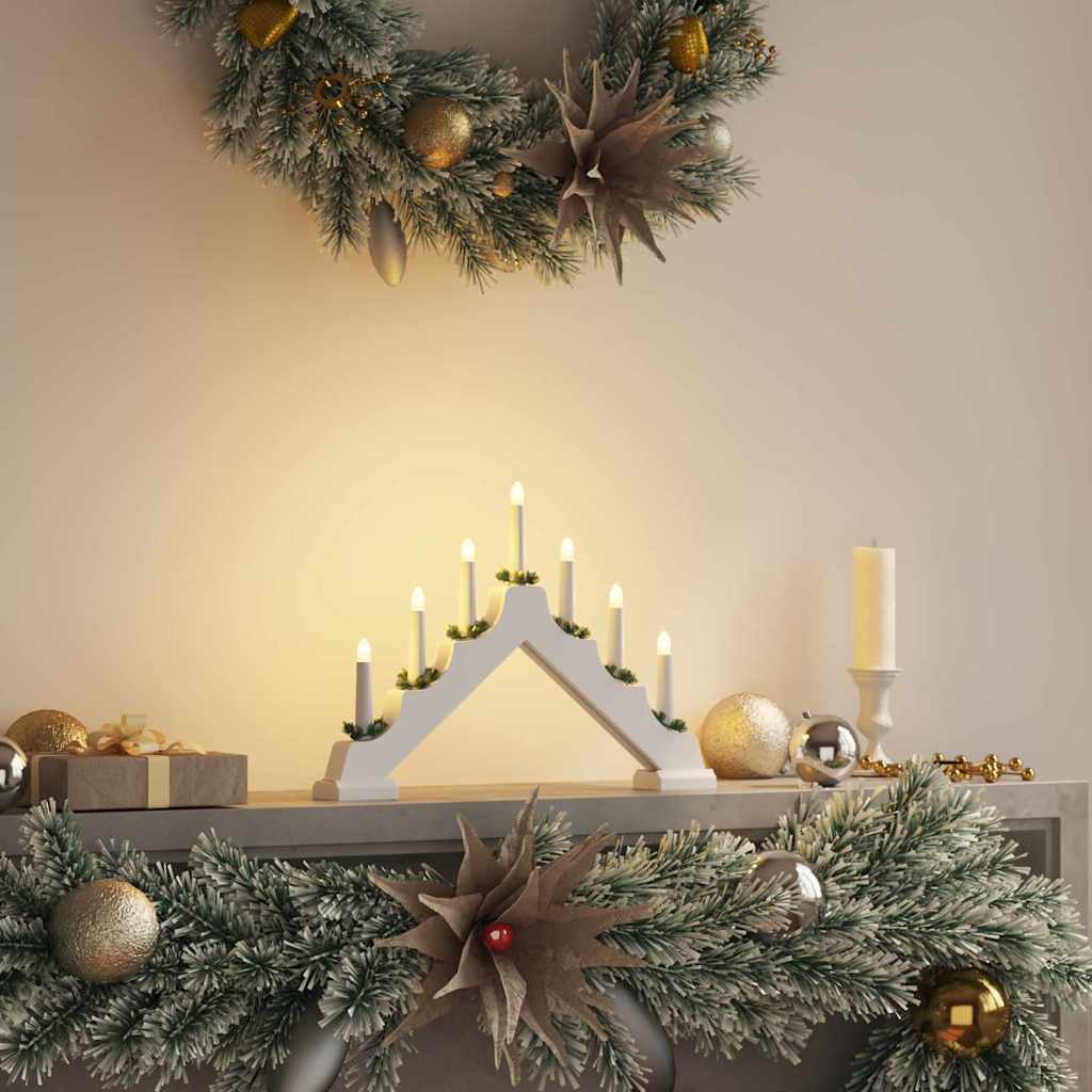 vidaXL Kerst Kaars Brug Bruin 39.5 x 5 x 29 cm Massief grenenhout