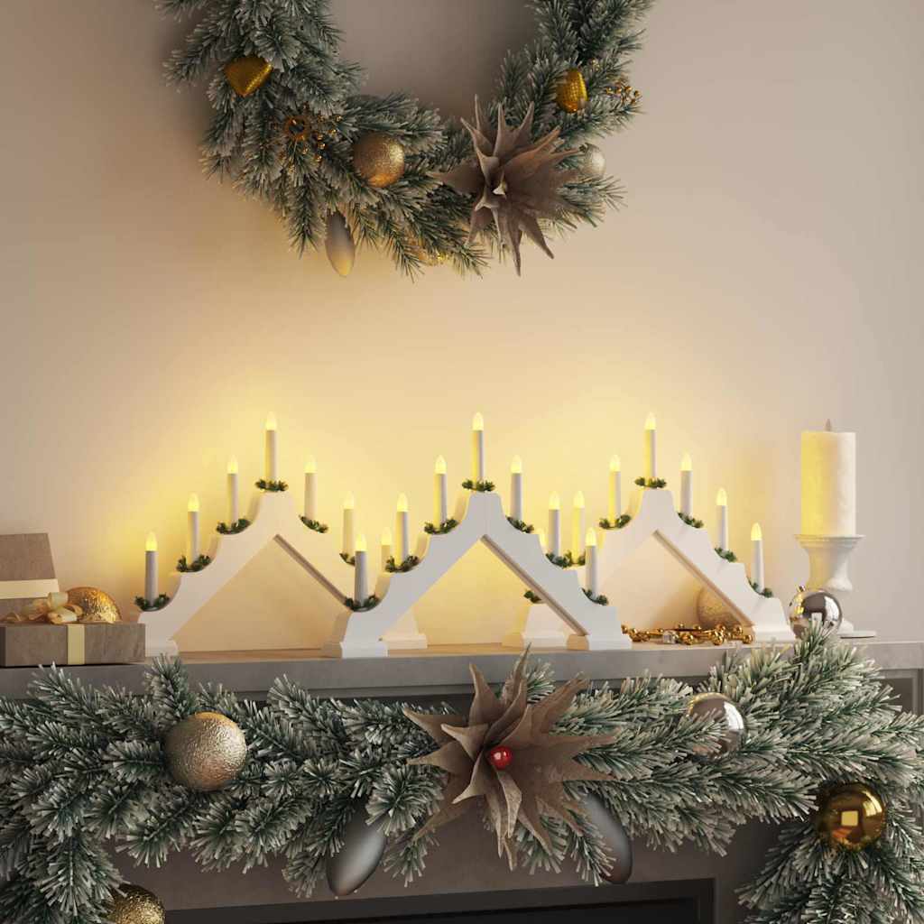 vidaXL Kerst Kaars Brug Bruin 39.5 x 5 x 29 cm Massief grenenhout